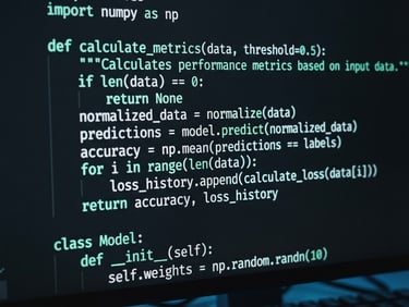 Macro shot of clean code on a monitor, neon mint syntax highlighting, dark background, cool blue low-key lighting, shallow depth of field