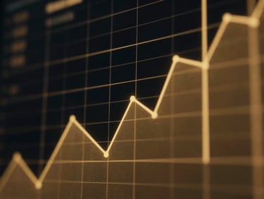 Abstract dramatic dark data visualization overlay showing clean golden graphs and metrics on a deep black background, cinematic lighting, macro details