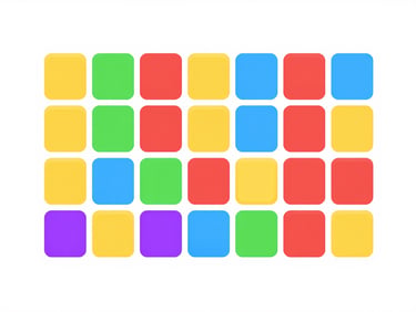 Clean, high-contrast vector screenshot of a memory matching game interface on an Android device, large, vibrant cards, minimalist background.