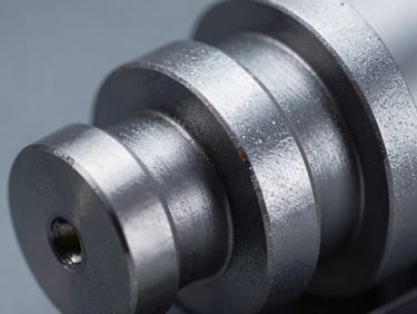 Macro close-up of a high-precision electro-mechanical component under cool-toned industrial studio lighting, showcasing metallic slate textures and sharp contrasts.