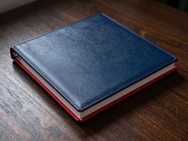 Crisp product shot of a physical civic toolkit binder resting on a dark wooden table, dramatic key lighting, sharp focus, 35mm.