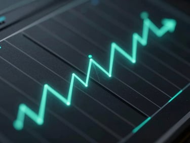 Abstract highly structured data visualization showing model drift thresholds, sharp slate-gray lines, glowing cyber-jade indicator lights, dark background, cool low-key lighting.