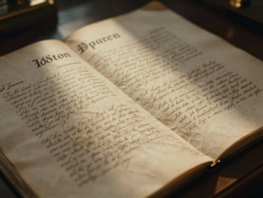 Close-up of an archival 18th-century diplomatic treaty, elegant ink script on aged parchment, dramatic low-key lighting with warm gold highlights, cinematic 35mm.