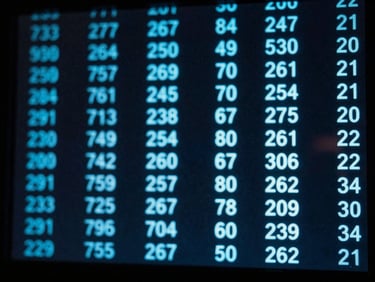 Close-up of a digital screen displaying rapidly changing numbers, abstract representation of random selection, dark background, neon blue glow, high contrast, sharp focus