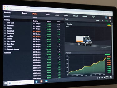 Tight screenshot of a clean local service dispatch dashboard, displaying incoming call tracking metrics, active service truck routes, and positive revenue trend lines.