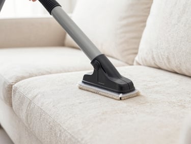 Professional sofa cleaning process, extraction machine removing deep dirt from fabric, close-up