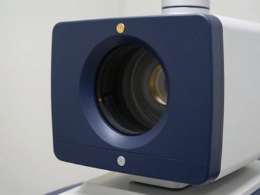 Close-up of a high-precision ophthalmic OCT system diagnostic screen in a clean clinic.