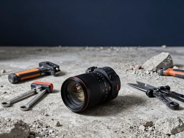 Clean and organized indoor demolition site, concrete dust controlled, professional tools neatly arranged
