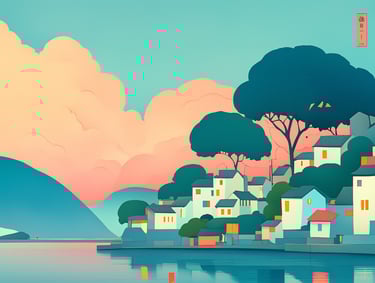 Serene village by the sea
