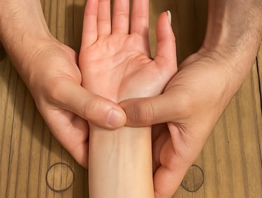 Physiotherapist applying manual therapy for carpal tunnel syndrome.