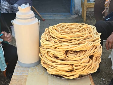 Freshly made guurml boortsg in Bulgan-sum, Khovd province, Mongolia