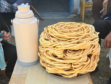 Freshly made guurml boortsg in Bulgan-sum, Khovd province, Mongolia