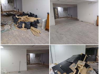 pictures of builders waste being cleared from a business in worcester
