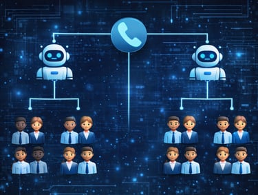 AI-based call routing system distributing customer calls between bots and human agents