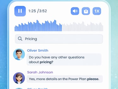 Alt text:  AI-powered call transcription and conversation analysis improving efficiency in call cent