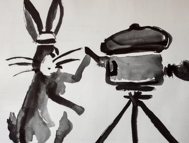 Un conejo está filmando