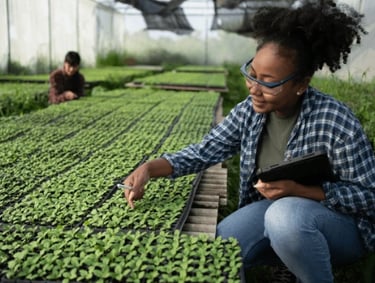 students in greenhouse