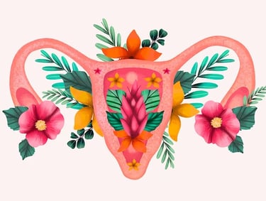a pink utensils with flowers and leaves