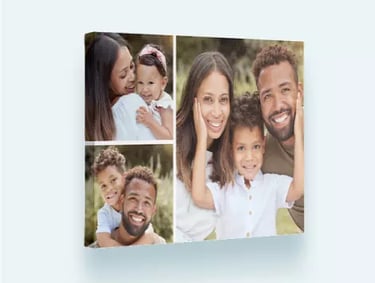 a family photo of a family of four people on canvas from SnapFish