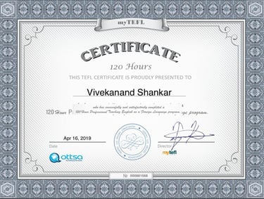 Professional English training certificate