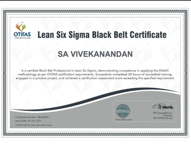 Six Sigma Black belt Holder Mr. Vivekanandan