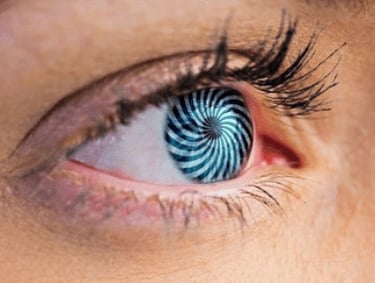 a woman's eye with a spiral - shaped eye