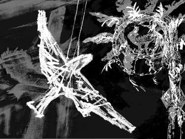 Digital collage - Artificial hawk