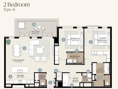 nawayef park views 2 bedroom plan