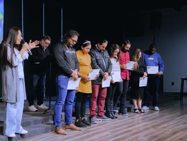 people receiving membership diploma