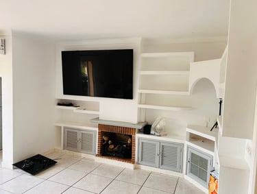 a television set up in a living room