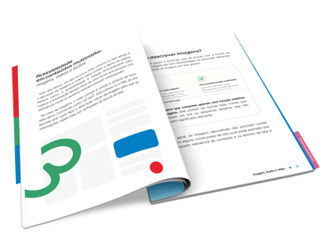 A imagem mostra o Guia de Web Design Acessível aberto.