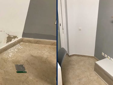 Alisado y reparación de paredes en vivienda en Cáceres antes de pintar