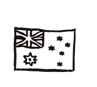 a black and white picture of a flag of the Australia