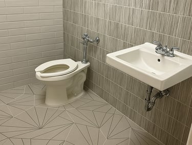 fully renovated bathroom with different tiles