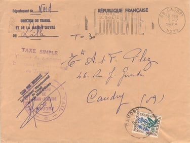 Brief im 1. Gewichtsstufentarif, mit 30 Centimes Nachporto belegt (Tarif vom 1. August 1966).