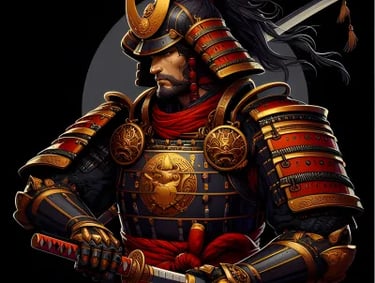 a man in a samurai - style red armor