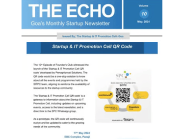 Startup & IT Promotion Cell QR Code featured in The Echo, Goa's leading startup newsletter