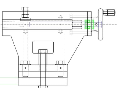 Drawing of the Tailstock side view