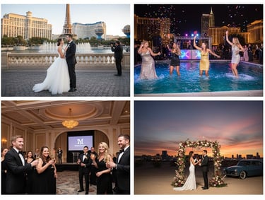 a couple of people standing in front of a fountain