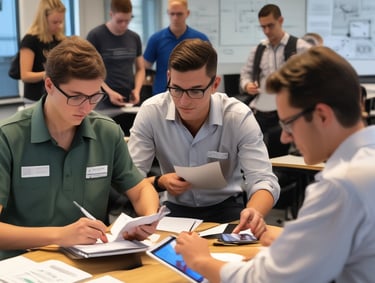 a man riding a skateboard down a street next to tall buildings