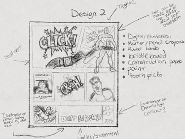 Sketch of concept for buckle hero poster