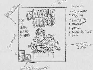 Sketch of concept for buckle hero poster