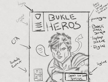 Sketch of concept for buckle hero poster