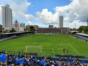 Estádio Baenão, casa do Remo, em Belém do Pará, vista das arquibancadas durante partida diurna