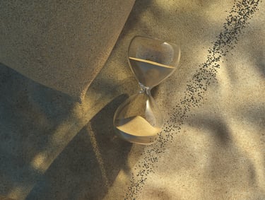An image with an hour glass showing the passing of time
