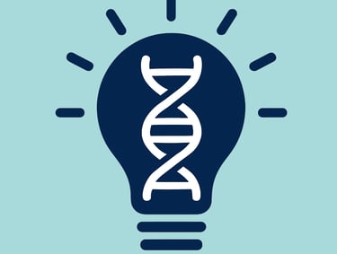 Ilustração de lâmpada com icone de dna