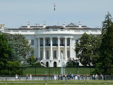 The white house in Washington DC. Home of the President of the USA.