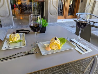 Causa de Pollo at Campana Peruvian Restaurant in Barcelona