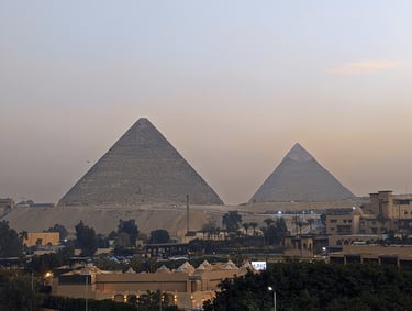 Sunset seen from the rooftop terrace at the Kove by the Pyramids hotel
