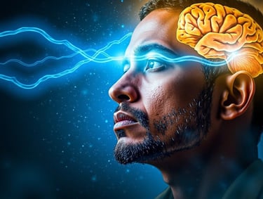 imagem de um homem criado por I.A fazendo uma reprogramação mental